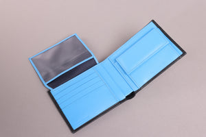 Redbrick Italian Black & Blue Bifold Leather Wallet