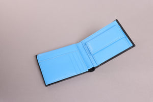 Redbrick Italian Black & Blue Bifold Leather Wallet