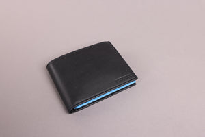 Redbrick Italian Black & Blue Bifold Leather Wallet