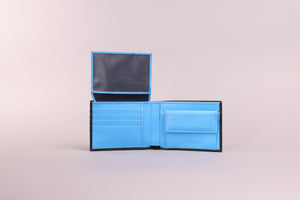 Redbrick Italian Black & Blue Bifold Leather Wallet