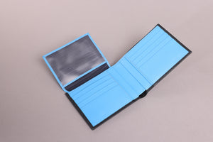 Redbrick Italian Black & Blue Bifold Leather Wallet