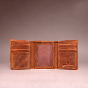 Woodbridge Men's Trifold Cognac Brown Leather Wallet