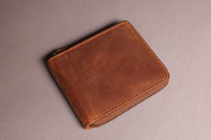 Woodbridge Men's Cognac Brown Zip Around Leather Wallet