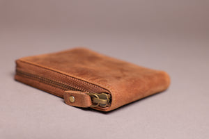 Woodbridge Men's Cognac Brown Zip Around Leather Wallet