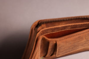 Woodbridge Men's Cognac Brown Zip Around Leather Wallet