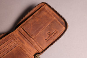 Woodbridge Men's Cognac Brown Zip Around Leather Wallet