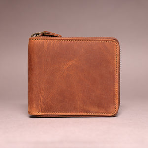 Woodbridge Men's Cognac Brown Zip Around Leather Wallet