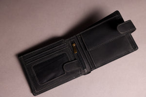 Woodbridge Men's Bifold Black Leather Wallet With High Capacity Storage