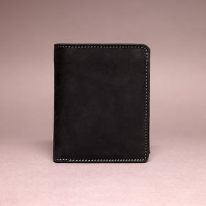 Woodbridge Men's Trifold Black Leather Wallet With Coin Pocket