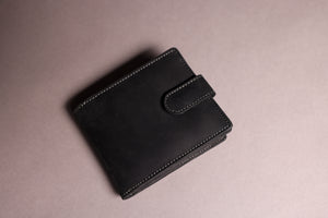 Woodbridge Men's Bifold Black Leather Wallet With Outside Big Coin Pocket