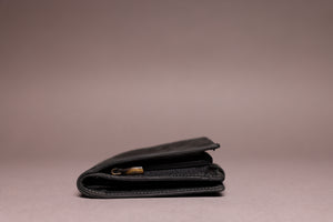 Woodbridge Men's Bifold Black Leather Wallet With Outside Big Coin Pocket