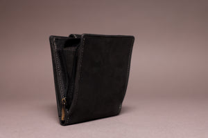 Woodbridge Men's Bifold Black Leather Wallet With Outside Big Coin Pocket