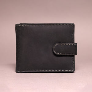 Woodbridge Men's Bifold Black Leather Wallet With Outside Big Coin Pocket