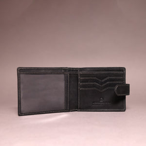 Woodbridge Men's Bifold Black Leather Wallet With Outside Big Coin Pocket