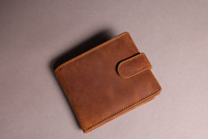 Woodbridge Men's Bifold Cognac Brown Leather Wallet With Outside Big Coin Pocket