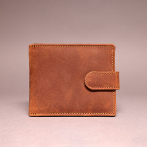 Woodbridge Men's Bifold Cognac Brown Leather Wallet With Outside Big Coin Pocket