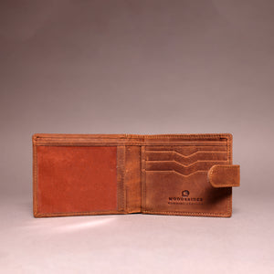 Woodbridge Men's Bifold Cognac Brown Leather Wallet With Outside Big Coin Pocket