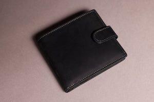 Woodbridge Men's Bifold Black Leather Wallet With Coin Pocket