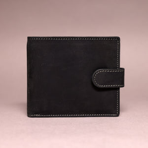 Woodbridge Men's Bifold Black Leather Wallet With Coin Pocket