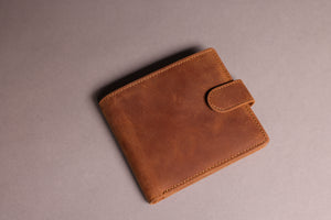 Woodbridge Men's Bifold Cognac Brown Leather Wallet With Coin Pocket