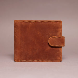 Woodbridge Men's Bifold Cognac Brown Leather Wallet With Coin Pocket