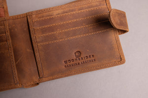 Woodbridge Men's Bifold Cognac Brown Leather Wallet With Multiple Card Slots