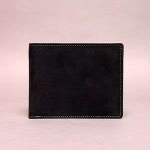 Woodbridge Men's Bifold Black Leather Wallet With Big Coin Pocket