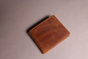 Woodbridge Men's Bifold Cognac Brown Leather Wallet With Big Coin Pocket