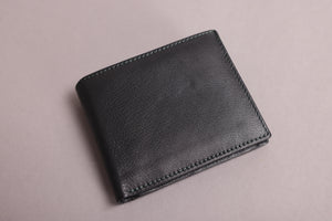 Biggs & Bane Men's Bifold Black & Green Leather Wallet With Large Zip Coin Pocket