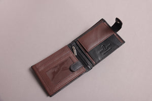 Biggs & Bane Large Capacity Men's Bifold Black & Dark Brown Leather Wallet