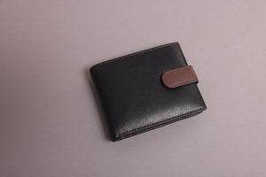 Biggs & Bane Large Capacity Men's Bifold Black & Dark Brown Leather Wallet