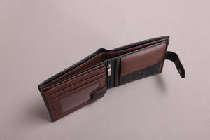 Biggs & Bane Large Capacity Men's Bifold Black & Dark Brown Leather Wallet