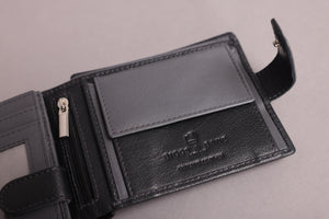 Biggs & Bane Large Capacity Men's Bifold Black & Grey Leather Wallet