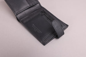 Biggs & Bane Men's Bifold Black Leather Wallet With Zip Coin Pocket