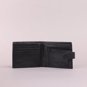 Biggs & Bane Men's Bifold Black Leather Wallet With Zip Coin Pocket