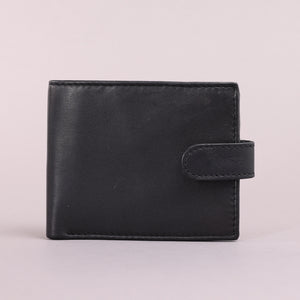 Biggs & Bane Men's Bifold Black Leather Wallet With Zip Coin Pocket