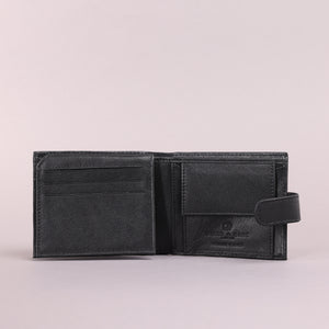 Biggs & Bane Men's Bifold Black Leather Wallet With Tab Coin Pocket