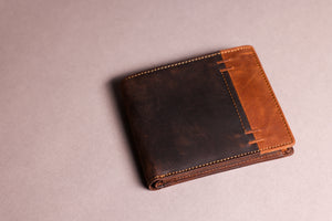 Woodbridge Men's Bifold Brown & Cognac Leather Wallet With Card Flap, Tab Coin Pocket