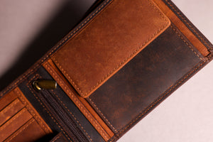 Woodbridge Men's Bifold Brown & Cognac High Capacity Leather Wallet