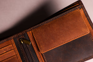 Woodbridge Men's Bifold Brown & Cognac High Capacity Leather Wallet