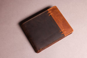 Woodbridge Men's Bifold Brown & Cognac High Capacity Leather Wallet