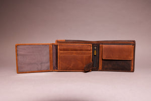 Woodbridge Men's Bifold Brown & Cognac High Capacity Leather Wallet