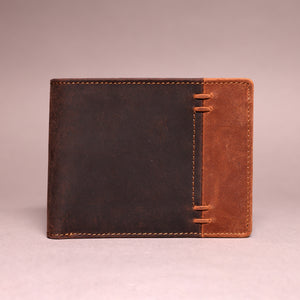 Woodbridge Men's Bifold Brown & Cognac Leather Wallet With Big Coin Pocket