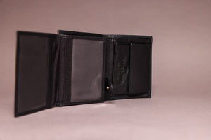 Biggs & Bane Men's Trifold Black Leather Wallet