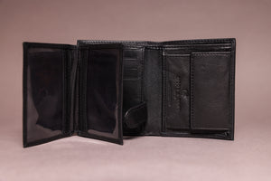 Biggs & Bane Men's Trifold Black Leather Wallet