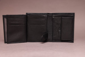 Biggs & Bane Men's Trifold Black Leather Wallet