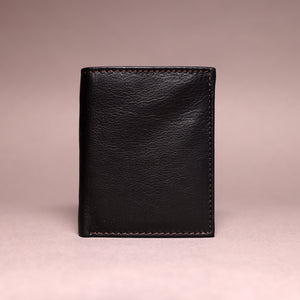 Biggs & Bane Men's Trifold Black & Dark Brown Leather Wallet