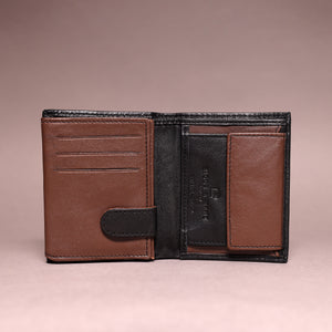 Biggs & Bane Men's Trifold Black & Dark Brown Leather Wallet