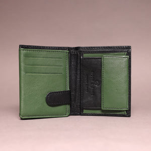 Biggs & Bane Men's Trifold Black & Green Leather Wallet