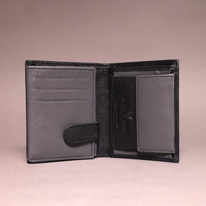 Biggs & Bane Men's Trifold Black & Grey Leather Wallet